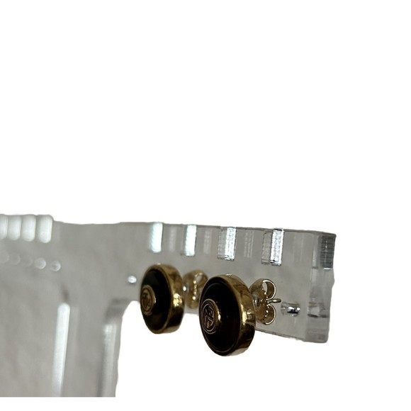 Lauren Ralph Lauren Stud Earrings Tigers Eye Gold Tone Signed LRL - Picture 3 of 5